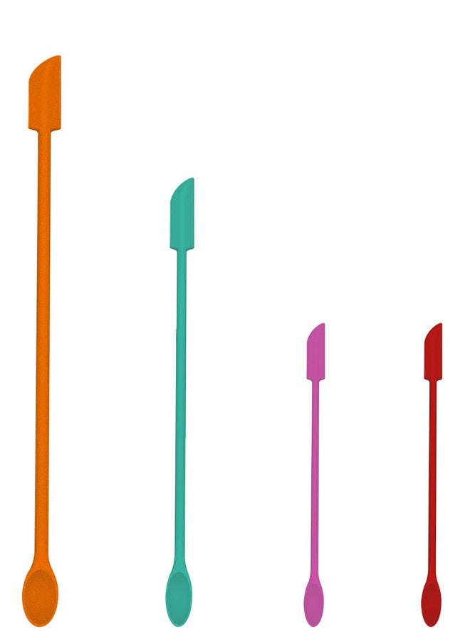 PCEEL Mini Spatula Silicone Spatula Set - 4pcs Small Makeup Scrapers for Cosmetics, Reusable Beauty Tiny Tools, Thin Jar Scraper, Get the Last of the Makeup Out of the Bottle(Multicolor) - Image 1